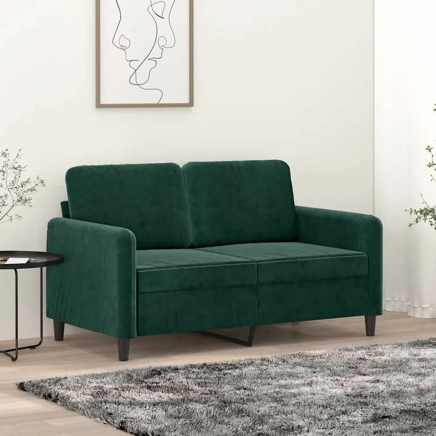 Canapé à 2 places Vert foncé 120 cm Velours