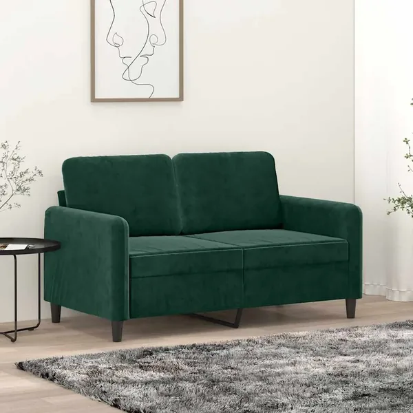 Canapé à 2 places Vert foncé 120 cm Velours