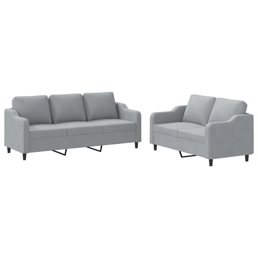 Ensemble de canapés 2 pcs avec coussins Gris clair Tissu - 2