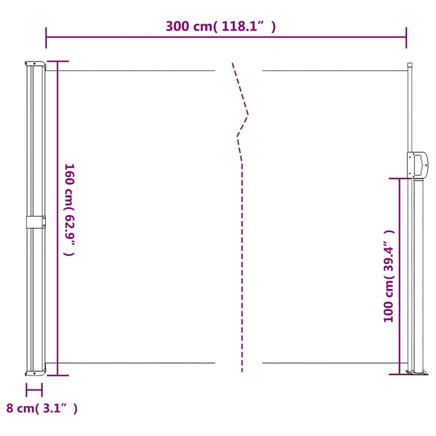 Store latéral rétractable Anthracite 160 x 300 cm - 11