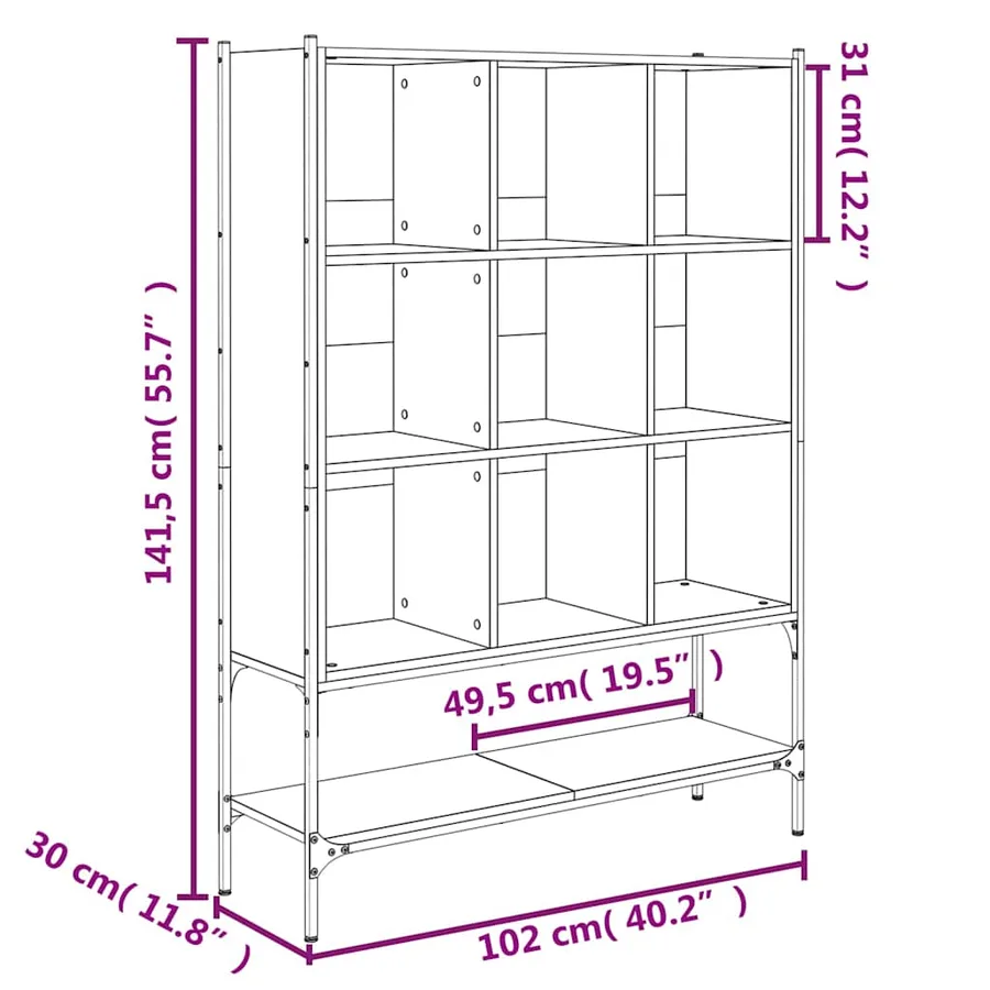 Bibliothèque chêne marron 102x30x141,5 cm bois d'ingénierie - 10