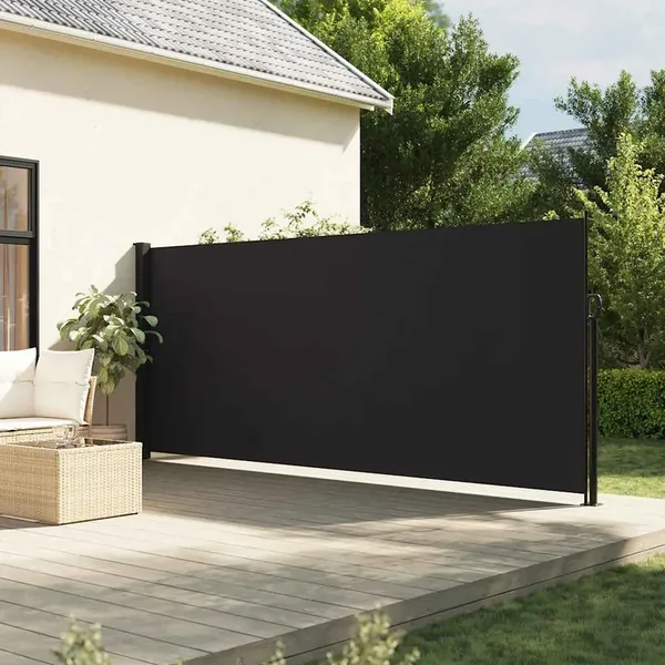 Auvent latéral rétractable noir 180x500 cm