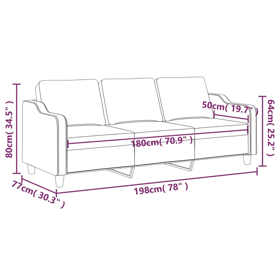 Canapé à 3 places Marron 180 cm Tissu - 8