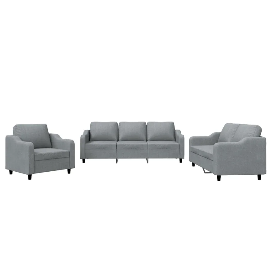 Ensemble de canapés 3 pcs avec coussins Gris clair Tissu - 2
