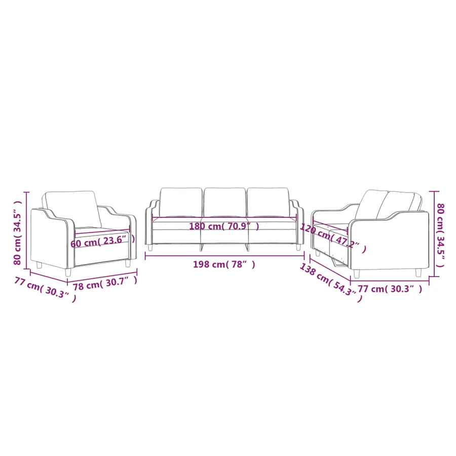 Ensemble de canapés 3 pcs avec coussins Gris clair Tissu - 8