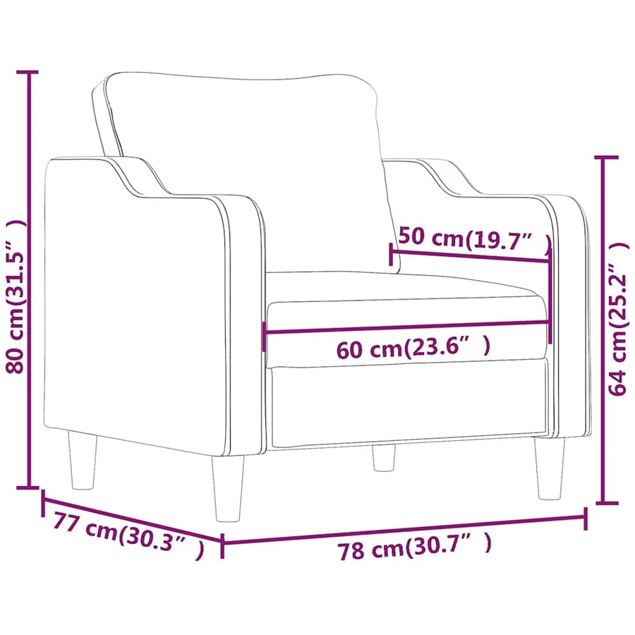 Fauteuil Crème 60 cm Tissu - 8