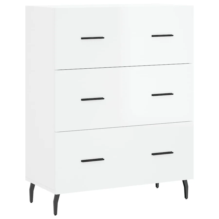 Buffet Blanc brillant 69,5x34x90 cm Bois d'ingénierie - 2