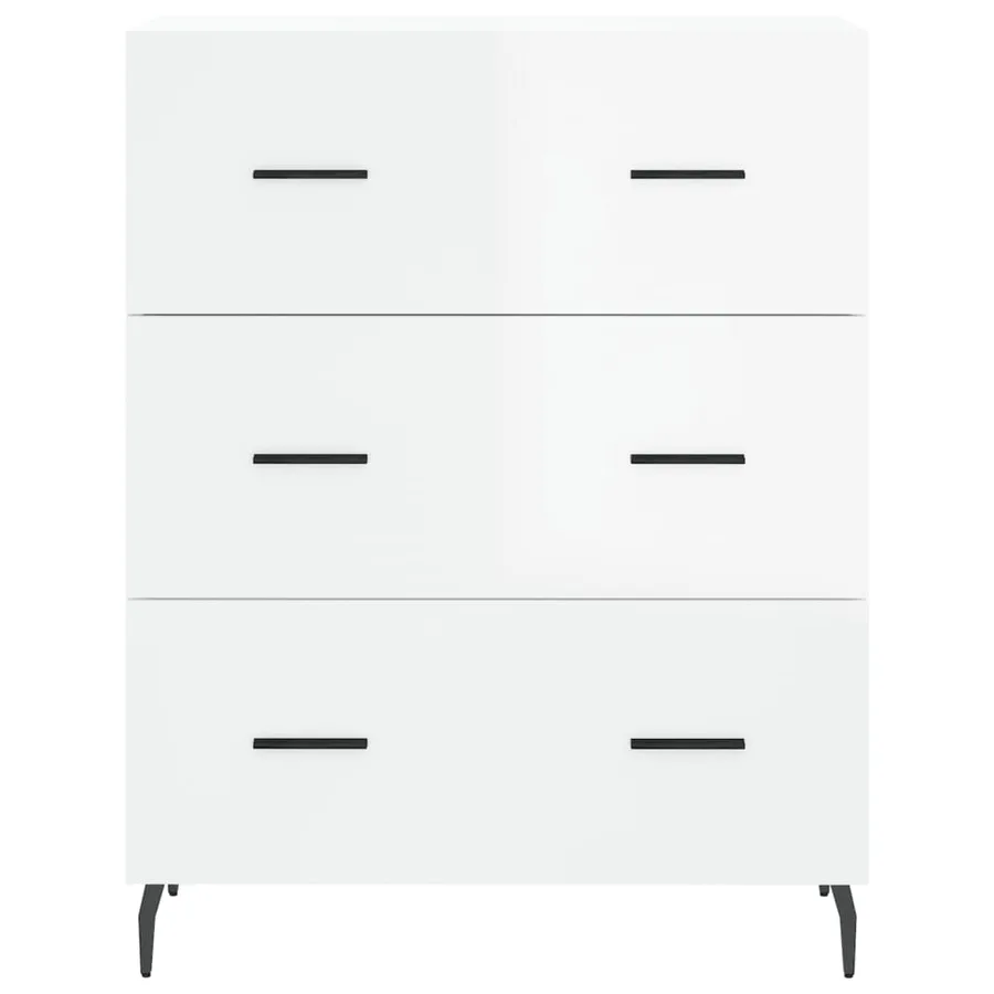 Buffet Blanc brillant 69,5x34x90 cm Bois d'ingénierie - 5