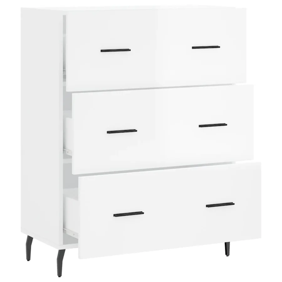 Buffet Blanc brillant 69,5x34x90 cm Bois d'ingénierie - 6