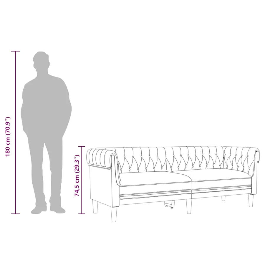 Canapé Chesterfield 3 places lin - 10