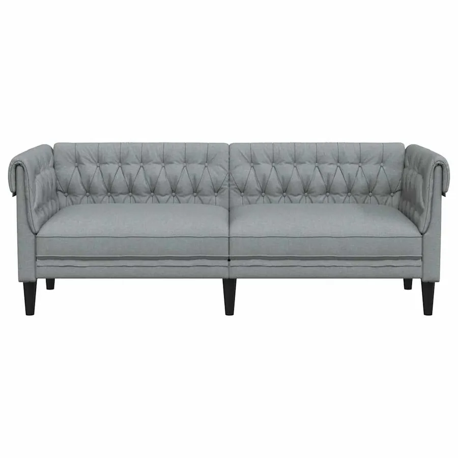 Canapé Chesterfield 3 places gris clair tissu - 4