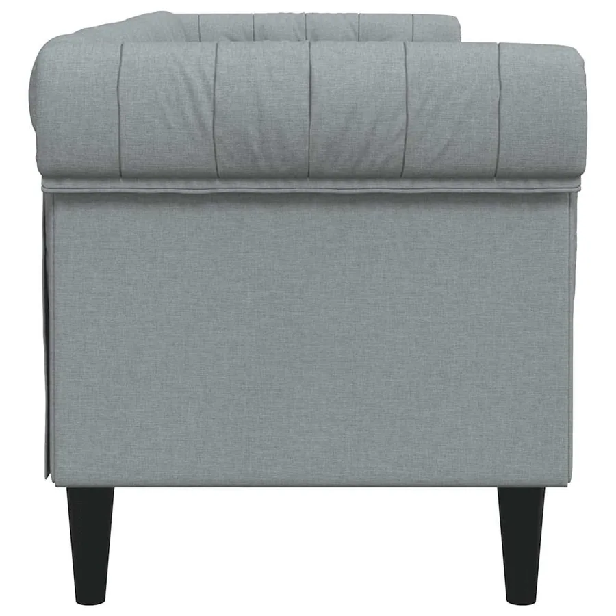 Canapé Chesterfield 3 places gris clair tissu - 5