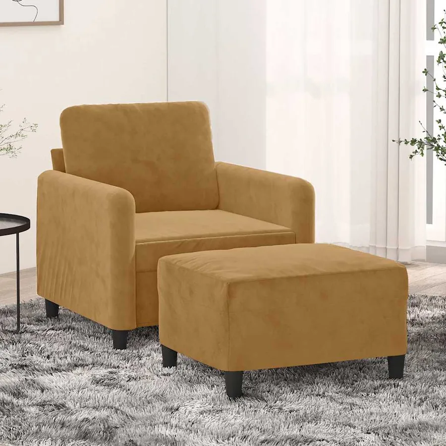 Fauteuil avec repose-pied Marron 60 cm Velours