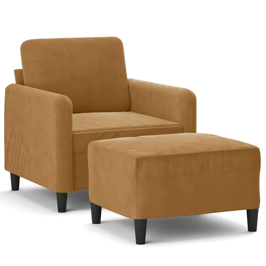 Fauteuil avec repose-pied Marron 60 cm Velours - 2