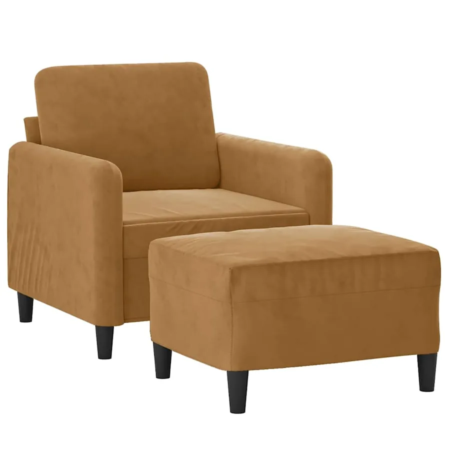 Fauteuil avec repose-pied Marron 60 cm Velours - 3