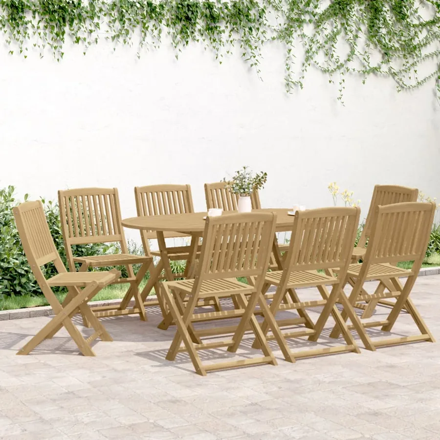 Ensemble à manger de jardin 9 pcs bois d'acacia solide - 3