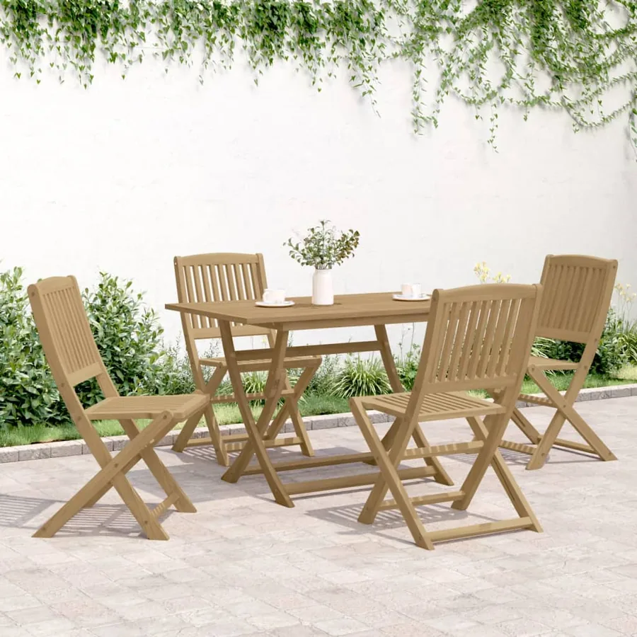 Ensemble à manger de jardin 5 pcs Bois d'acacia solide - 3