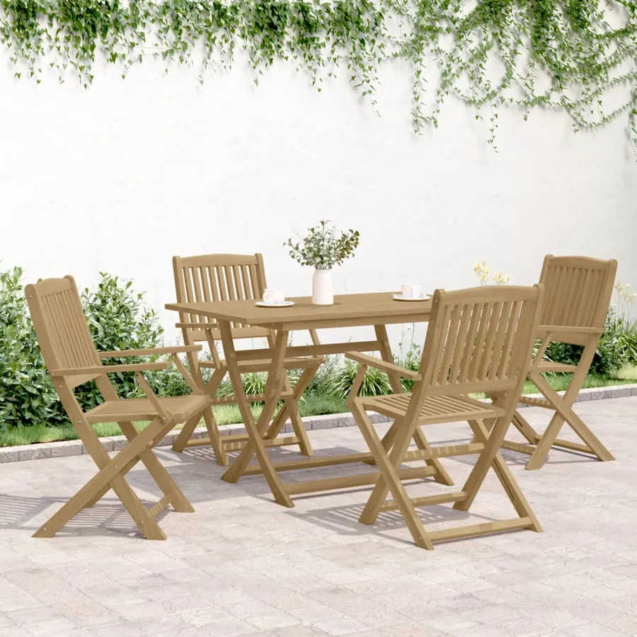 Ensemble à manger de jardin 5 pcs Bois d'acacia solide - 3