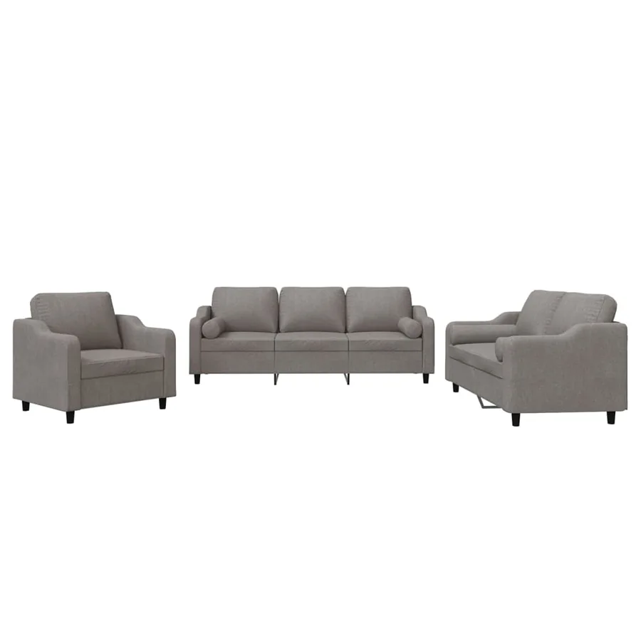 Ensemble de canapés 3 pcs avec coussins taupe tissu - 2