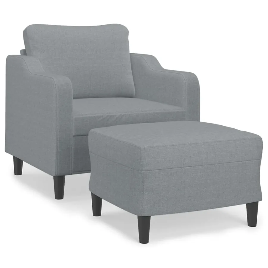 Fauteuil avec repose-pied Gris clair 60 cm Tissu - 2