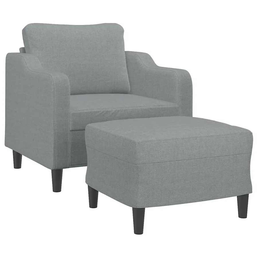 Fauteuil avec repose-pied Gris clair 60 cm Tissu - 3