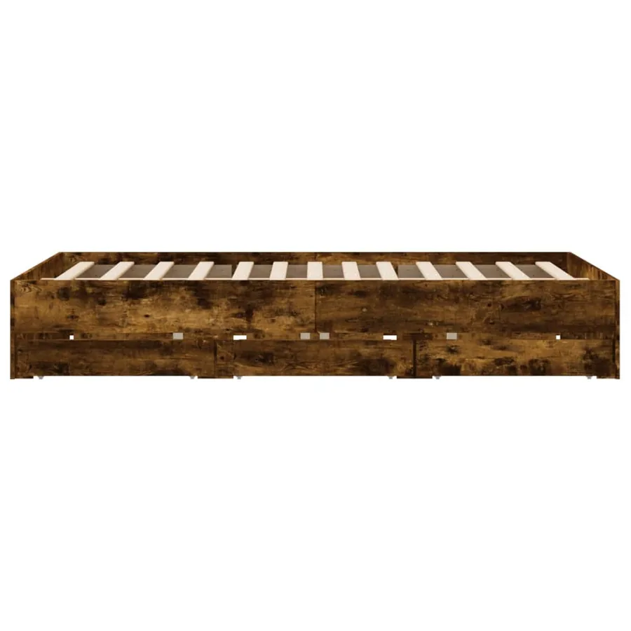 Cadre de lit avec tiroirs sans matelas chêne fumé 140x190 cm - 7