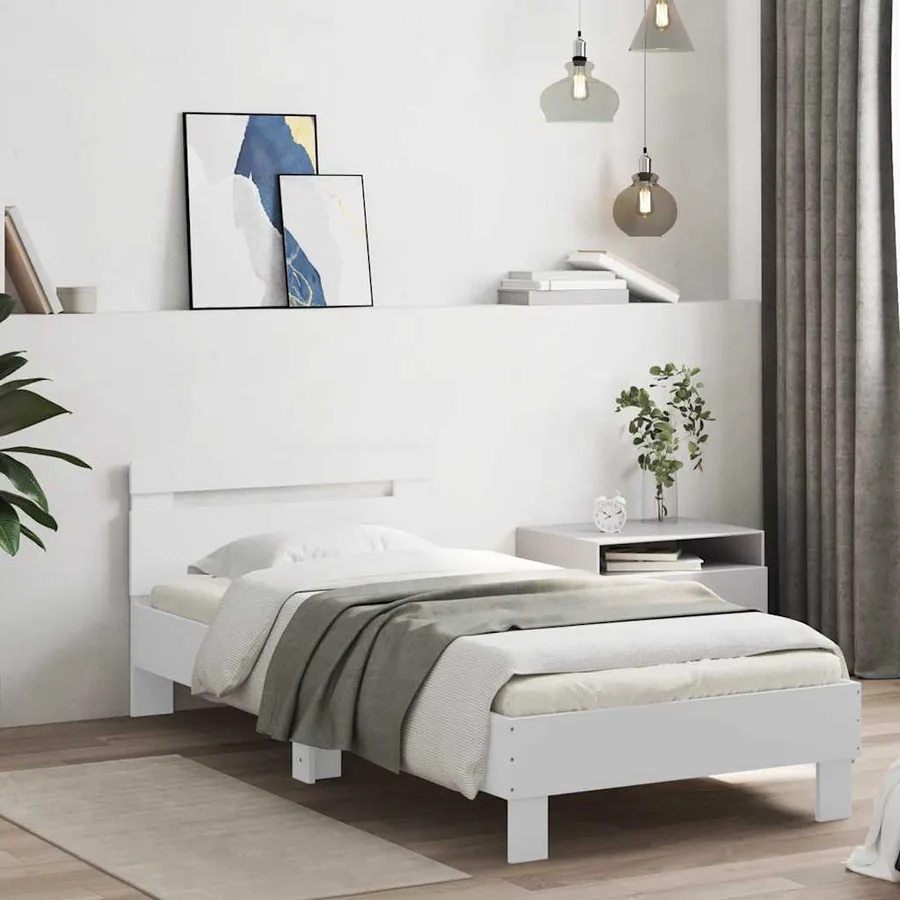 Cadre de lit sans matelas avec lumières LED blanc 75x190 cm - 4