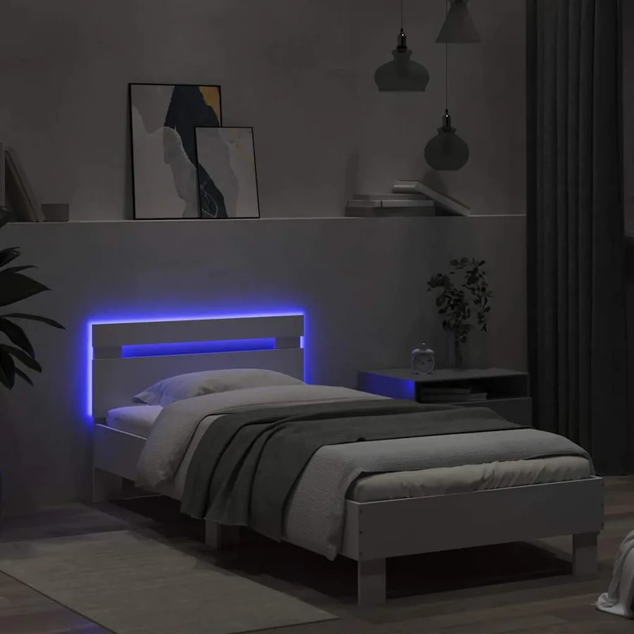 Cadre de lit sans matelas avec lumières LED blanc 75x190 cm - 5