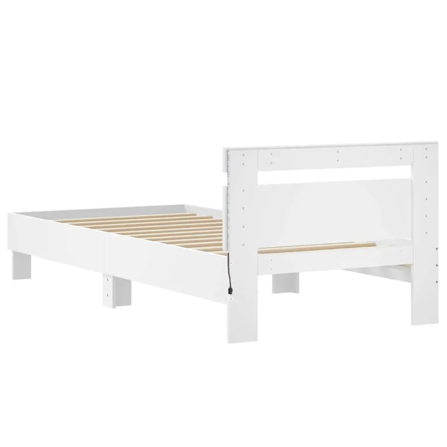 Cadre de lit sans matelas avec lumières LED blanc 75x190 cm - 9