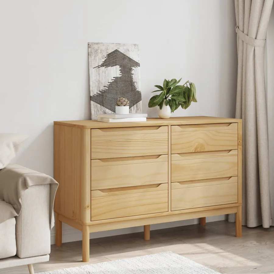 Commode FLORO cire marron bois de pin massif - 3