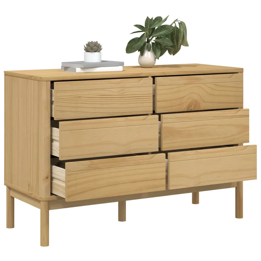 Commode FLORO cire marron bois de pin massif - 4