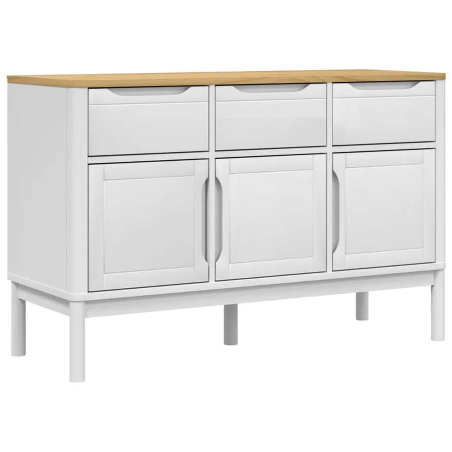 Buffet FLORO blanc 114x43x74 cm bois massif de pin - 2