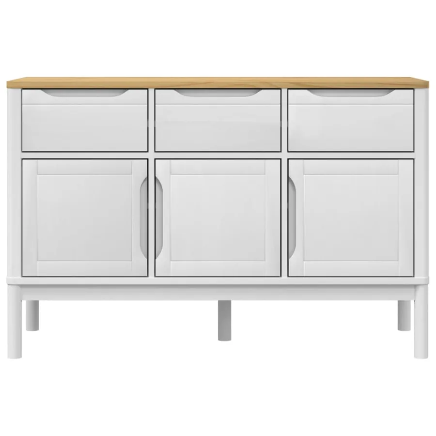 Buffet FLORO blanc 114x43x74 cm bois massif de pin - 5