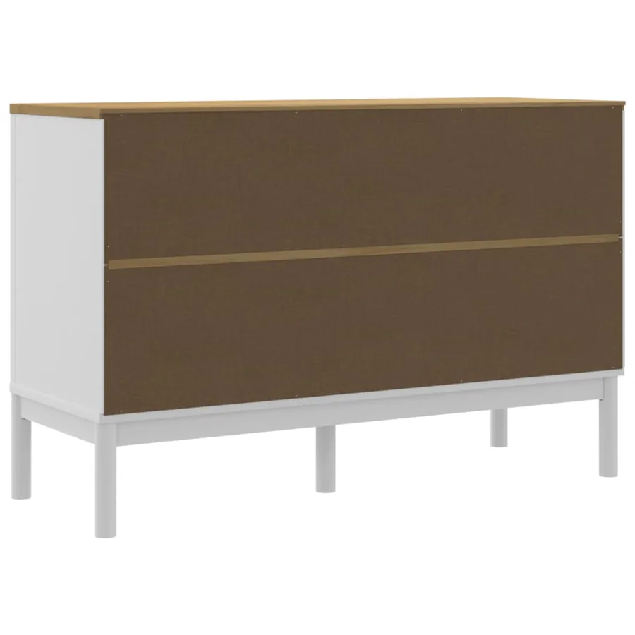 Buffet FLORO blanc 114x43x74 cm bois massif de pin - 7