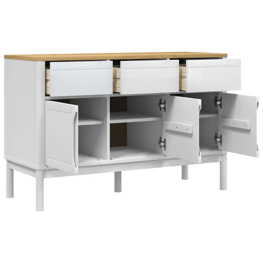 Buffet FLORO blanc 114x43x74 cm bois massif de pin - 8