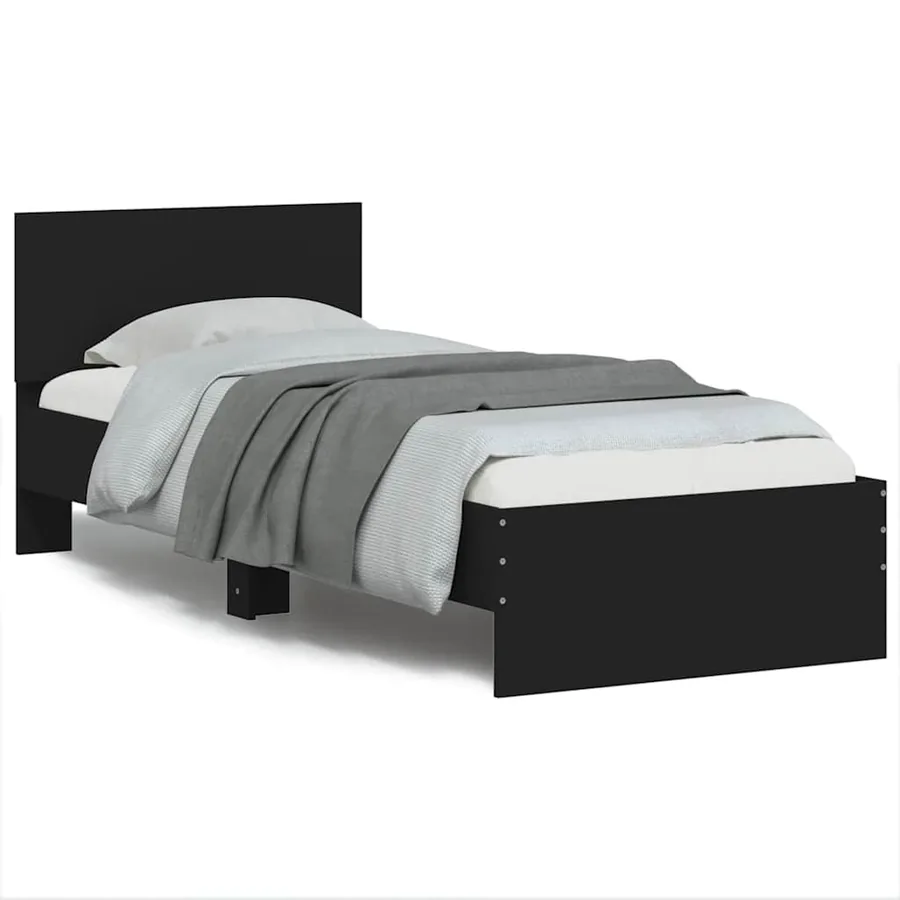 Cadre de lit sans matelas avec tête de lit noir 75x190 cm - 2