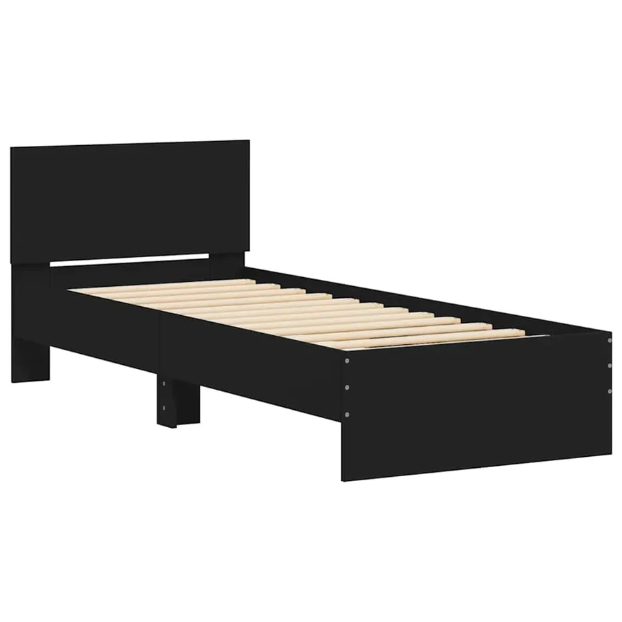 Cadre de lit sans matelas avec tête de lit noir 75x190 cm - 3