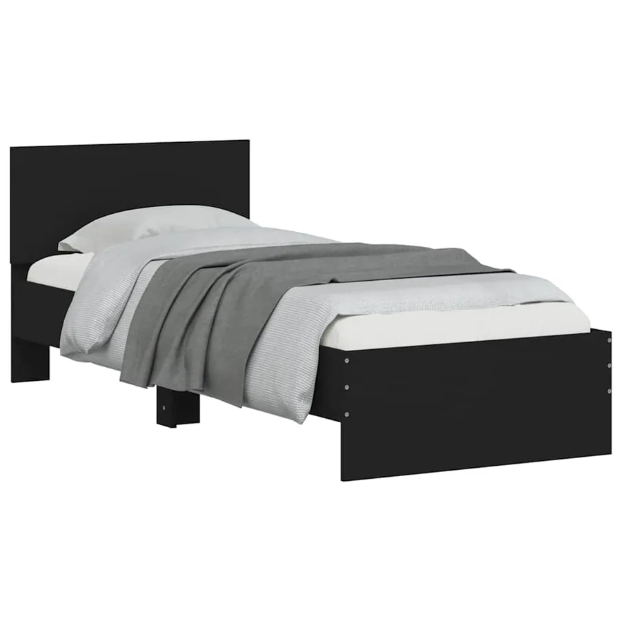 Cadre de lit sans matelas avec tête de lit noir 75x190 cm - 4