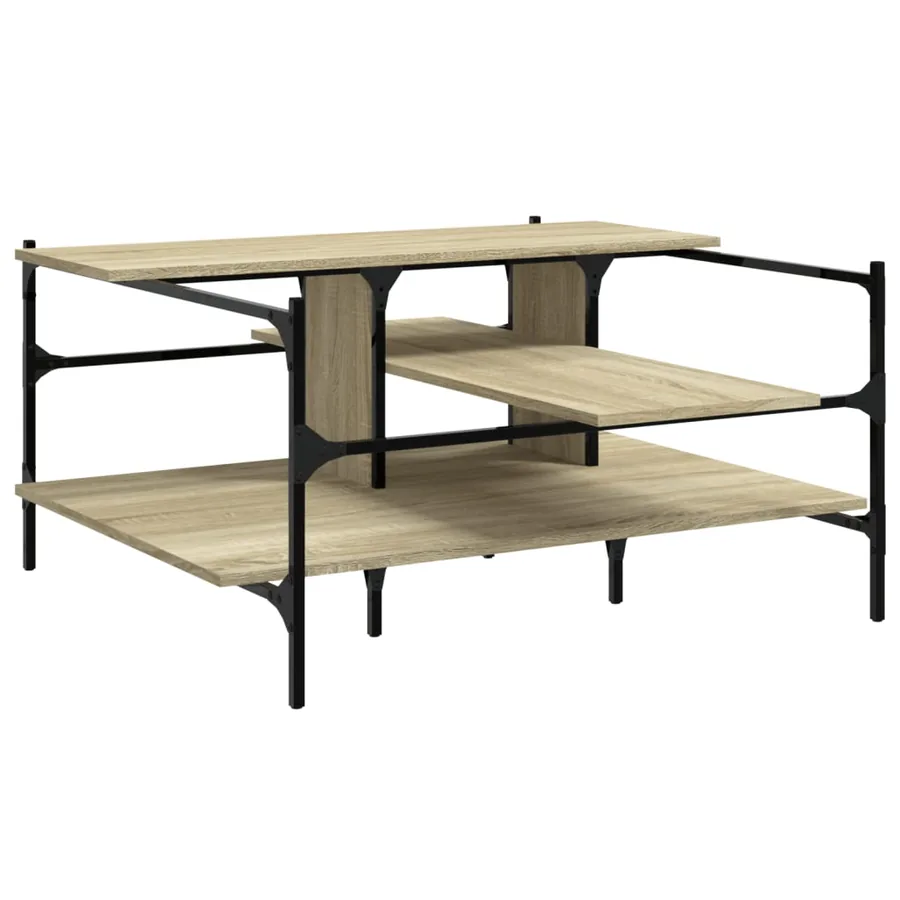 Table basse chêne sonoma 100x100x48,5 cm bois d'ingénierie - 2
