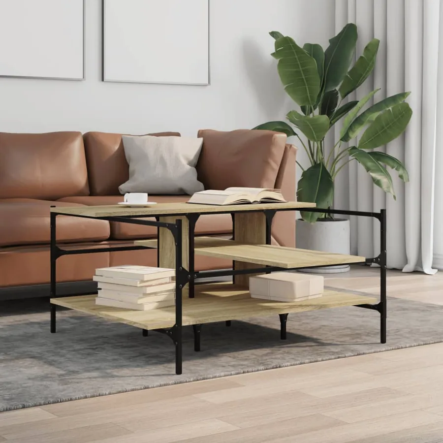 Table basse chêne sonoma 100x100x48,5 cm bois d'ingénierie - 3