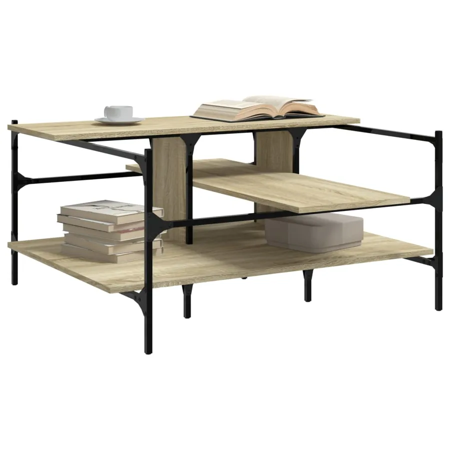 Table basse chêne sonoma 100x100x48,5 cm bois d'ingénierie - 4