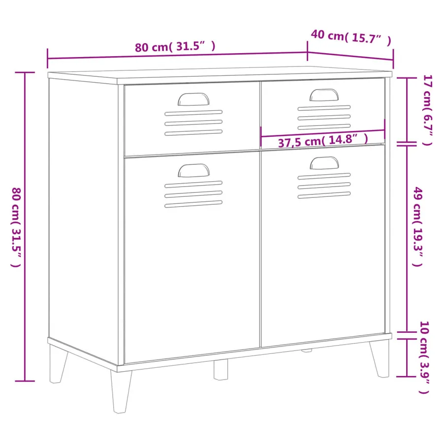 Buffet VIKEN blanc 80x40x80 cm bois d'ingénierie - 10