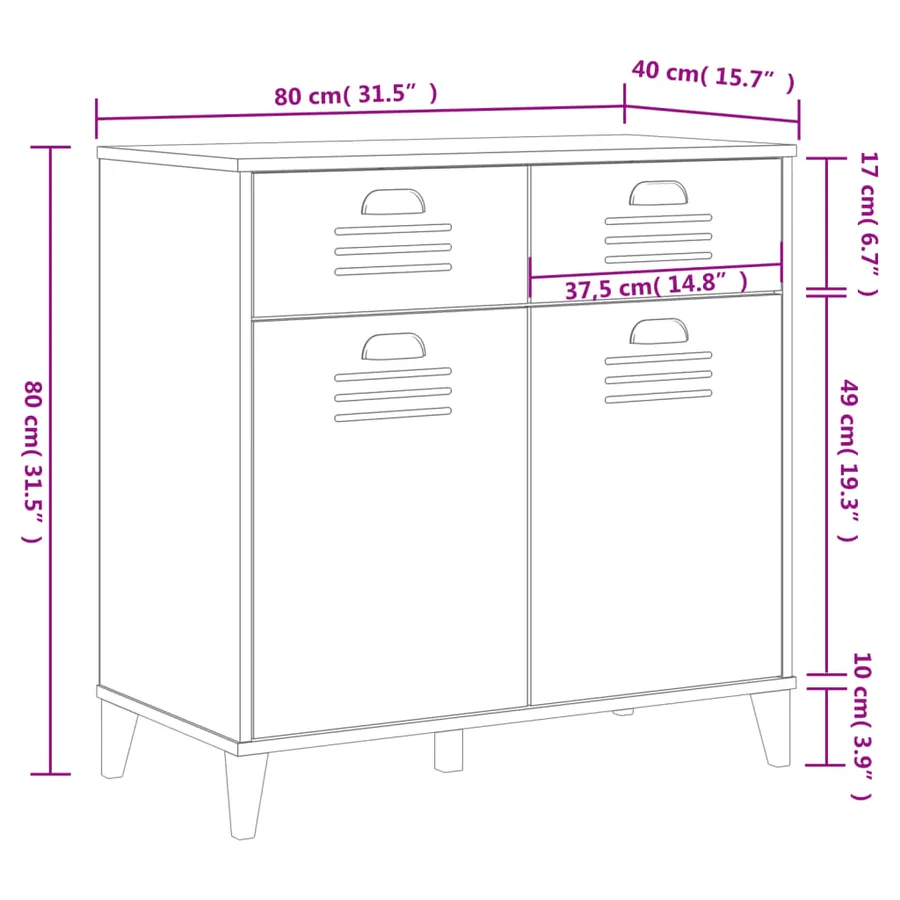 Buffet VIKEN gris anthracite 80x40x80 cm bois d'ingénierie - 10