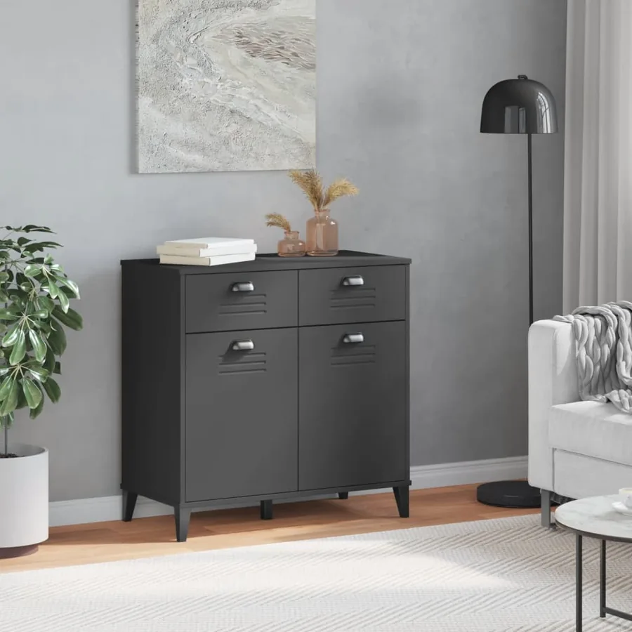 Buffet VIKEN gris anthracite 80x40x80 cm bois d'ingénierie - 3