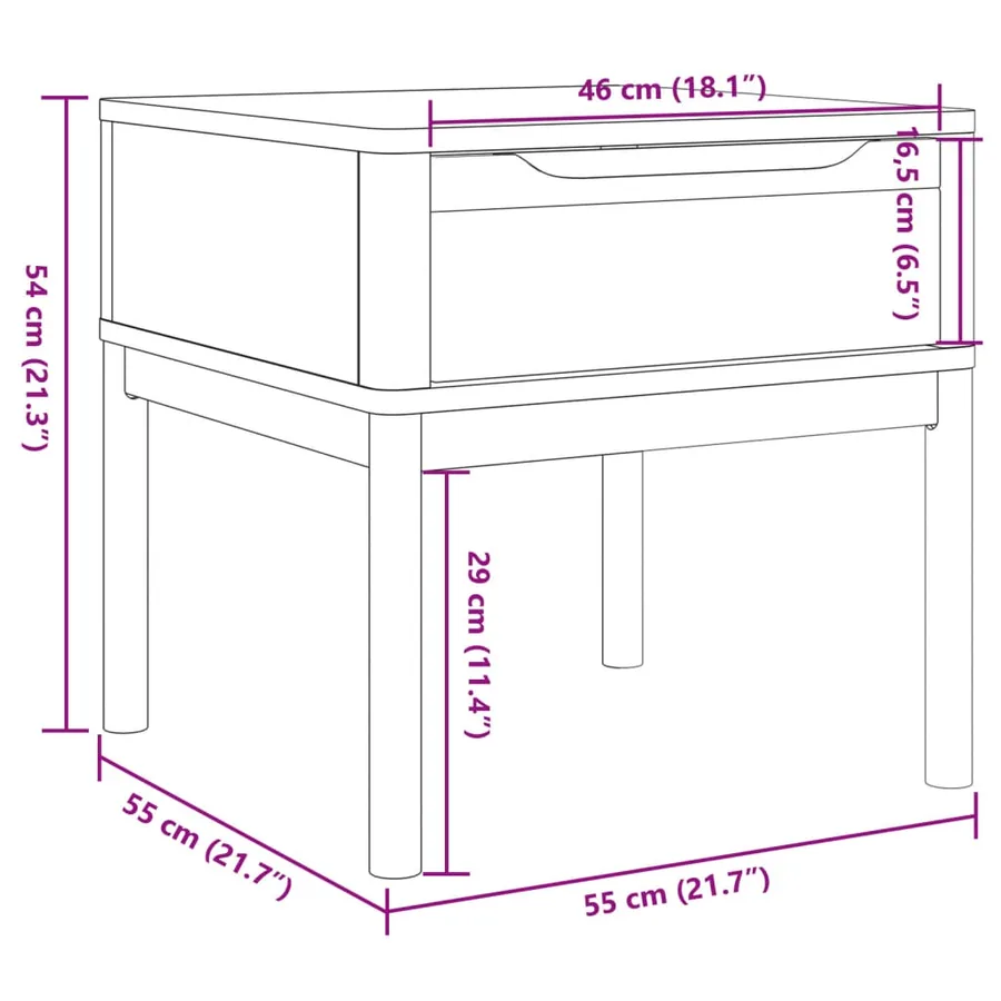 Table de chevet FLORO marron cire 55x55x54 cm pin massif - 10