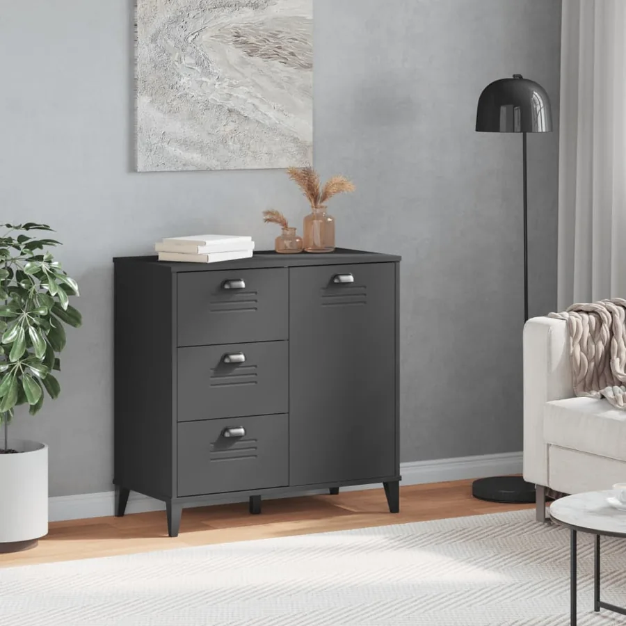 Buffet VIKEN gris anthracite 80x40x80 cm bois d'ingénierie - 3