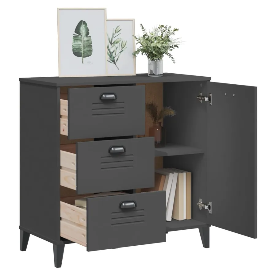 Buffet VIKEN gris anthracite 80x40x80 cm bois d'ingénierie - 4