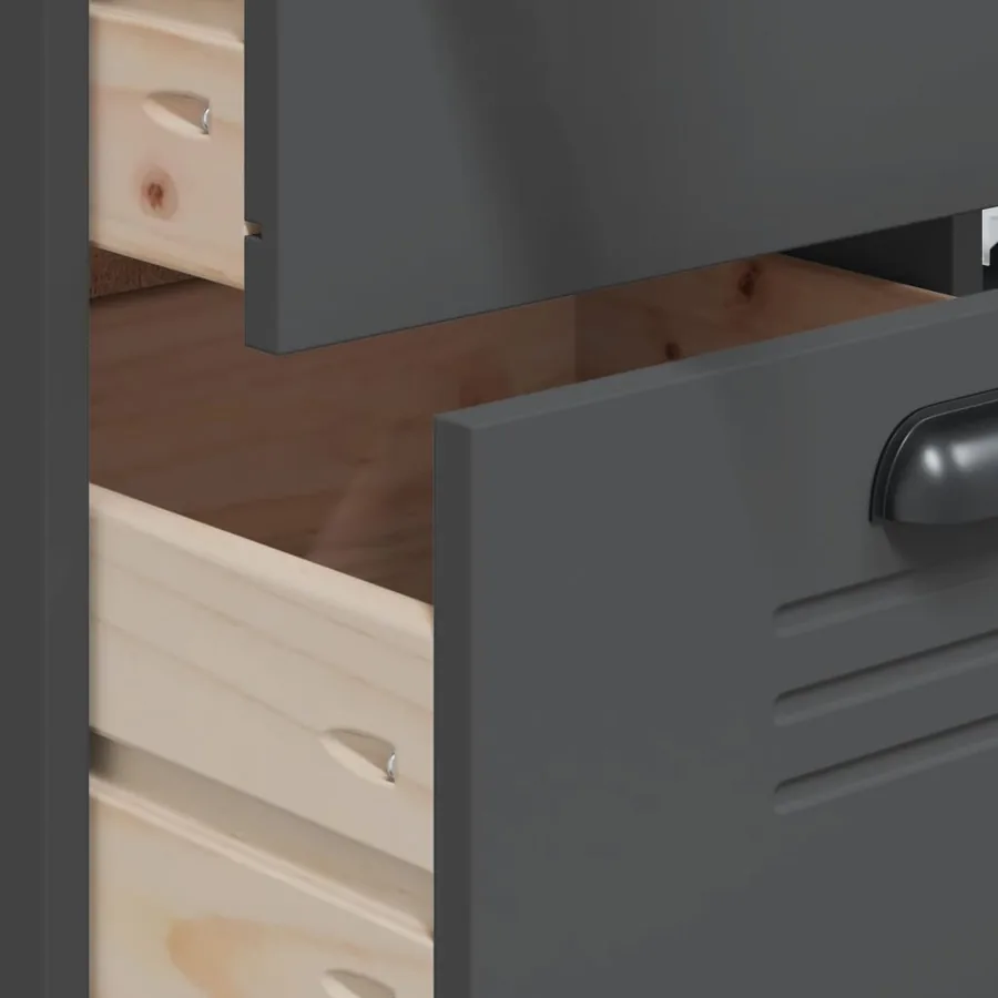 Buffet VIKEN gris anthracite 80x40x190 cm bois massif de pin - 10