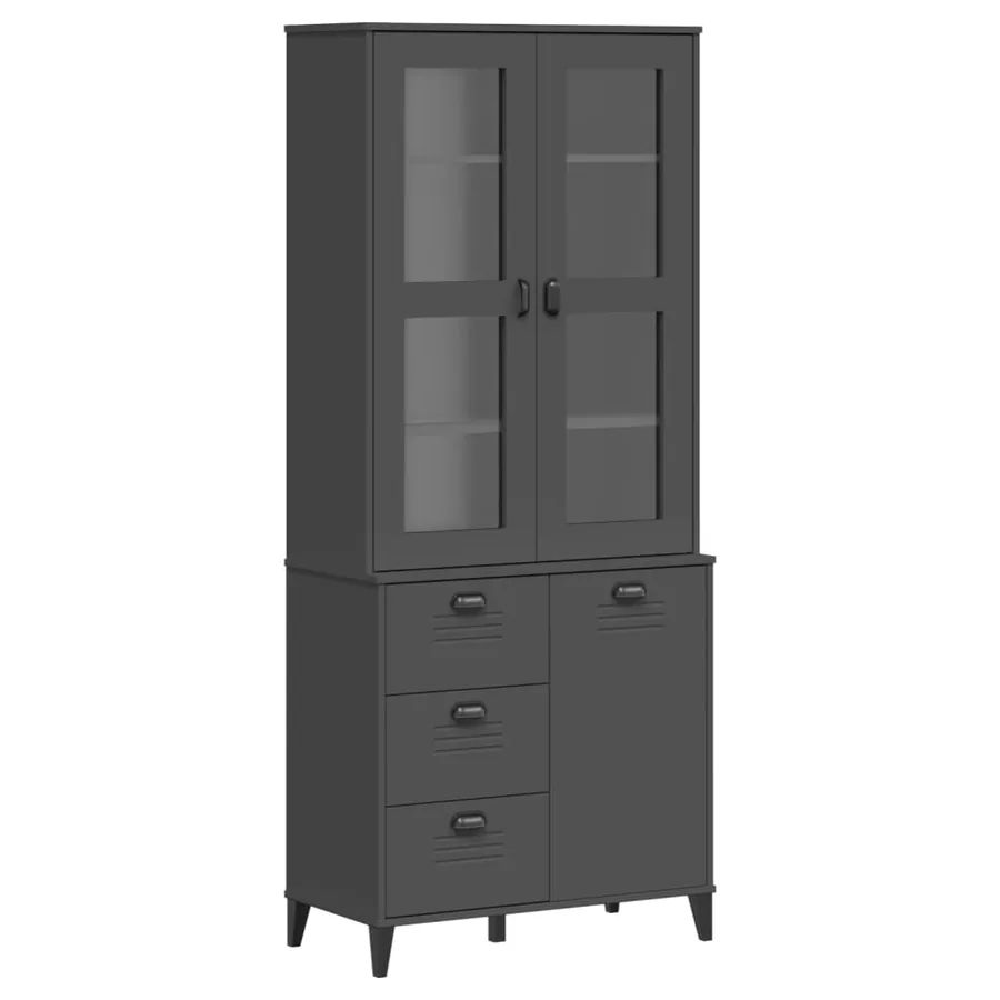 Buffet VIKEN gris anthracite 80x40x190 cm bois massif de pin - 2