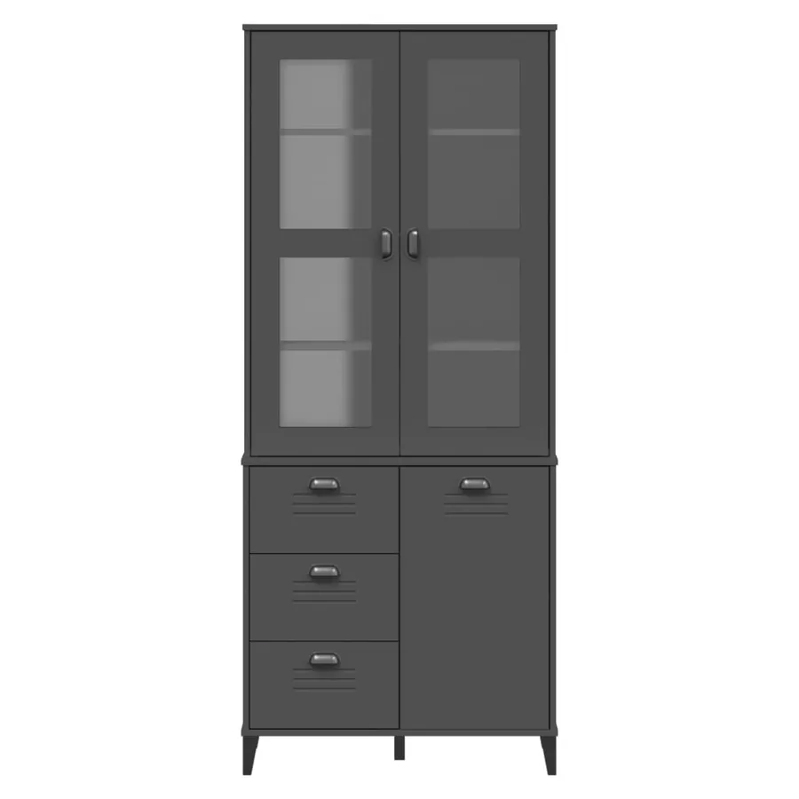 Buffet VIKEN gris anthracite 80x40x190 cm bois massif de pin - 4